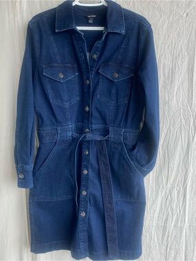 Belted Denim Jacket Utility Minimal Everyday Layer L